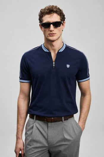Madmext Men Navy Blue Polo T-Shirt 9281