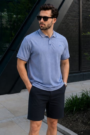 Lacivert Nakışlı Regular Fit Erkek Polo Yaka Tişört 6108