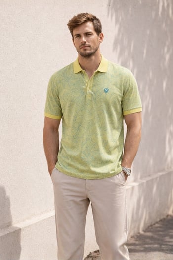 Sarı Desenli Polo Yaka Tişört 5876