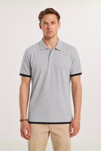 Gri Basic Polo Yaka Tişört 5885