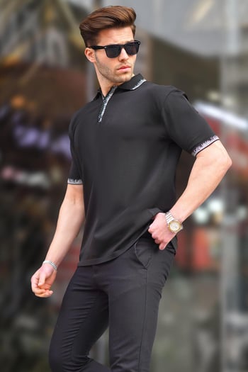 Siyah Polo Yaka Erkek Tişört 6877
