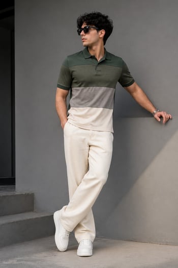 Madmext Haki Polo Yaka Erkek Tişört 5103