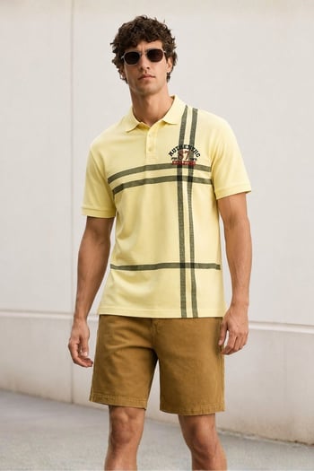 Sarı Desenli Polo Yaka Erkek Tişört 5872