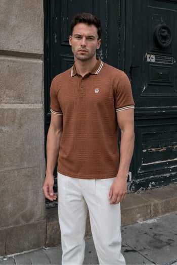 Kahverengi Basic Regular Fit Erkek Polo Yaka Tişört 6100