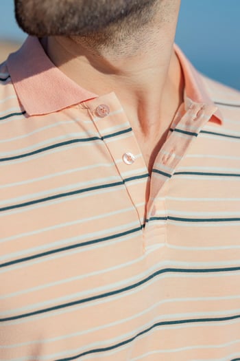 Pudra Regular Fit Çizgili Polo Yaka Erkek Tişört E7192