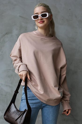 Pudra Basic Oversize Kadın Sweatshirt MG1686