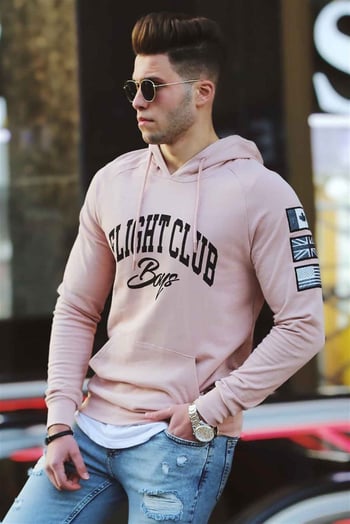 Madmext Soft Pink Printed Hoodie 2868
