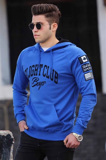 Madmext Saxe Printed Hoodie 2868