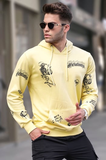 Yellow Printed Hoodie Sweatshirt 5895