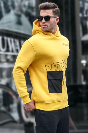 Sarı Baskılı Kapüşonlu Sweatshirt 6148