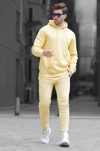 Yellow Hoodie Basic Tracksuit 5905