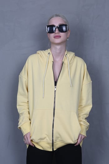 Sarı Kapüşonlu Basic Sweatshirt MG1900