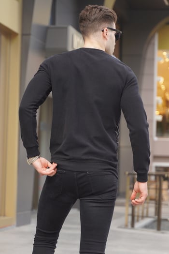 Siyah Basic Bisiklet Yaka Triko Kazak 5965