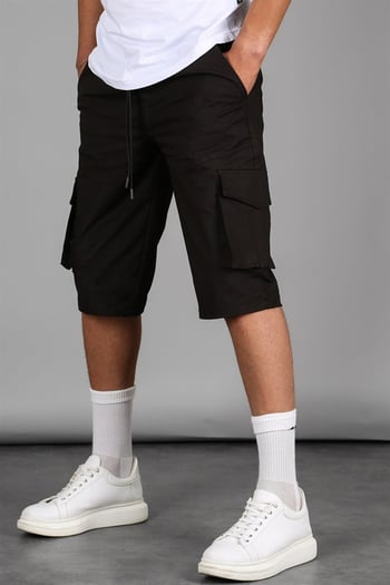Black Capri Shorts with Cargo Pockets 5473