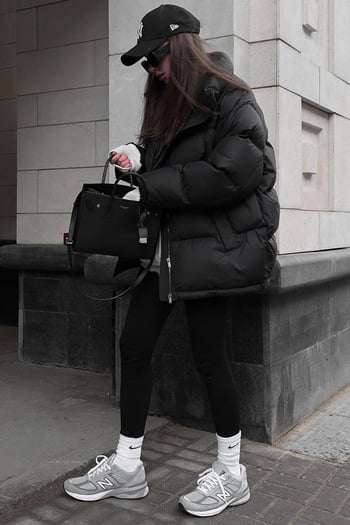 Black Basic Oversize Puffer Jacket MG1582