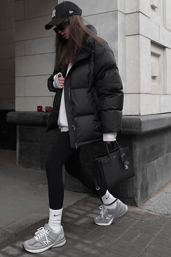 Black Basic Oversize Puffer Jacket MG1582