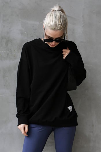 Siyah Basic Oversize Kadın Sweatshirt MG1686