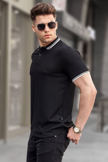 Siyah Basic Polo Yaka Tişört 5893