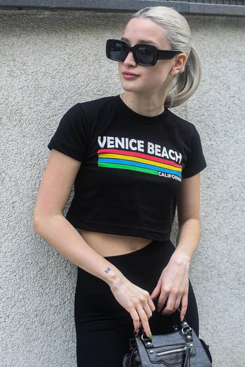Black Printed Crop T-Shirt MG1535