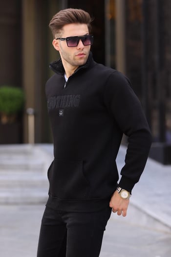 Black Printed Hoodie Sweatshirt 6003