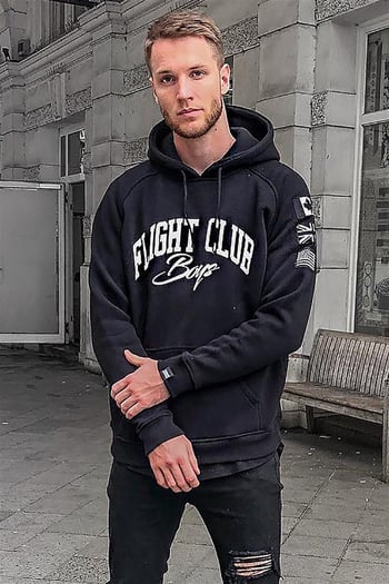 Siyah Baskılı Kapşonlu Sweatshirt 2868