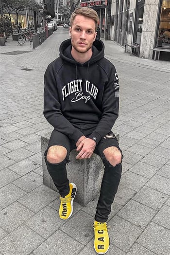 Siyah Baskılı Kapşonlu Sweatshirt 2868