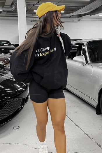 Black Printed Oversize Hoodie Sweatshirt MG1573