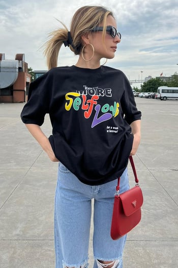 Black Printed Oversize T-Shirt MG1522
