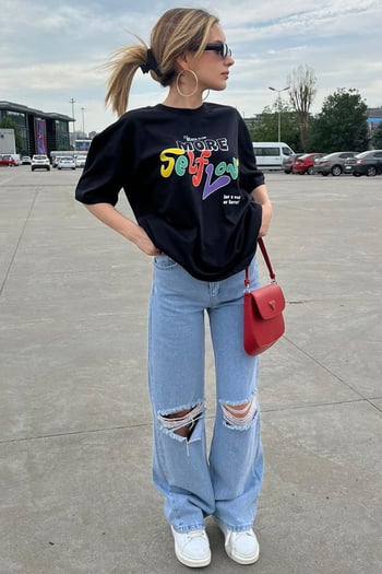 Black Printed Oversize T-Shirt MG1522