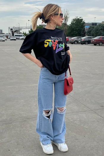 Black Printed Oversize T-Shirt MG1522