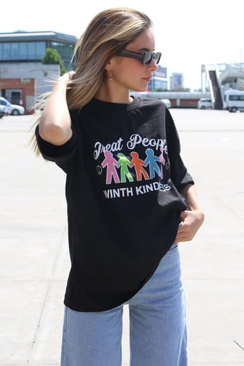 Black Printed Oversize T-Shirt MG1523
