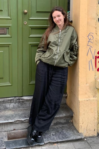 Siyah Beli Büzgülü Wide Leg Kumaş Pantolon MG1950