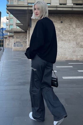 Black Crewneck Oversize Sweatshirt MG1588