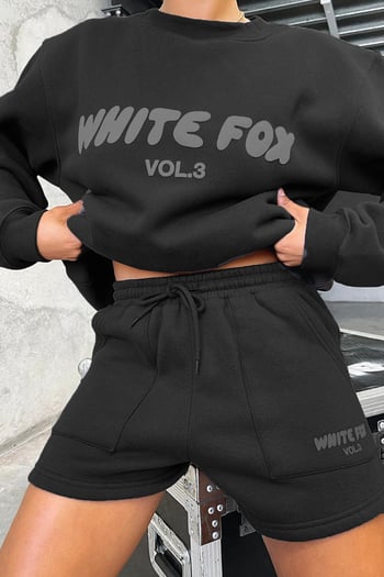 Siyah Bisiklet Yaka Baskılı Sweatshirt MG1904