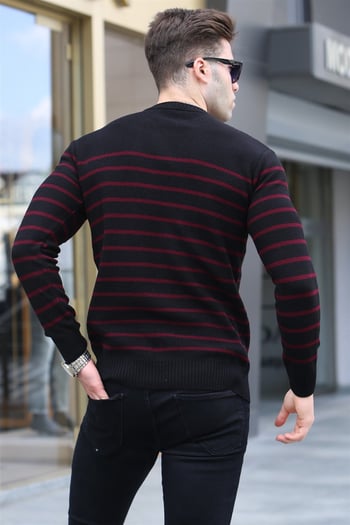 Black Striped Knitwear Sweater 5992