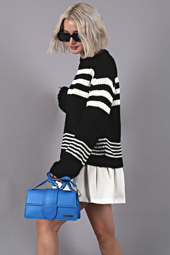 Black Striped Knitwear Sweater MG1585