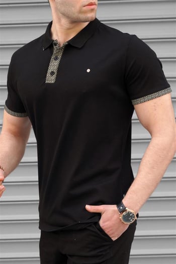 Men Black Polo T-Shirt