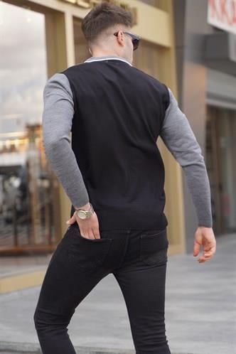Black Zipped Knitwear Polo Sweater 5787