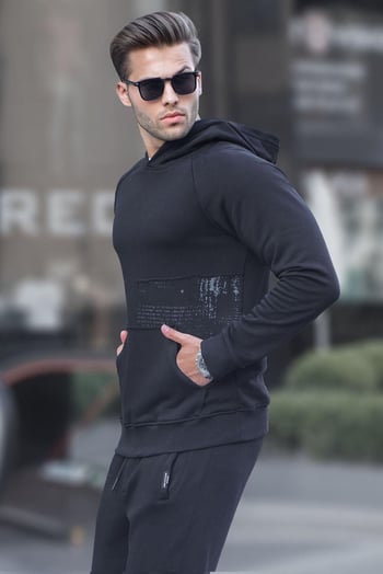 Siyah Kapüşonlu Sweatshirt 6151