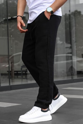Siyah Müslin Kumaş Erkek Basic Pantolon 6507
