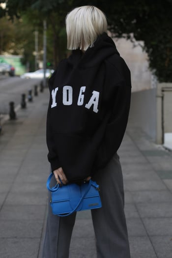 Black Embroided Oversize Hoodie Sweatshirt MG1580