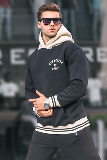 Siyah Oversize Kapüşonlu Sweatshirt 6139