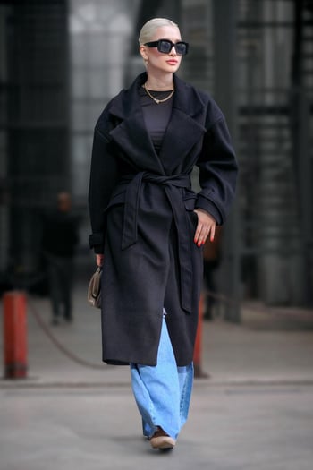 Siyah Oversize Uzun Kadın Kaban MG1584