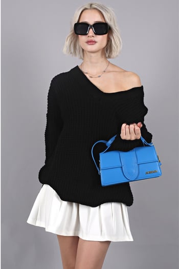 Black Oversize V Neck Sweater MG1440