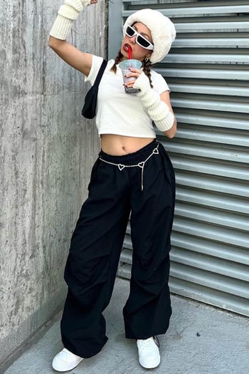 Siyah Paraşüt Jogger Kadın Pantolon MG1726