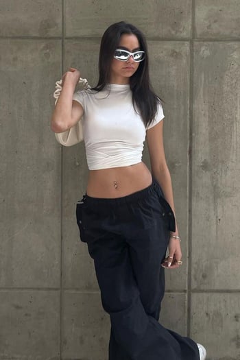 Siyah Paraşüt Jogger Kadın Pantolon MG1726
