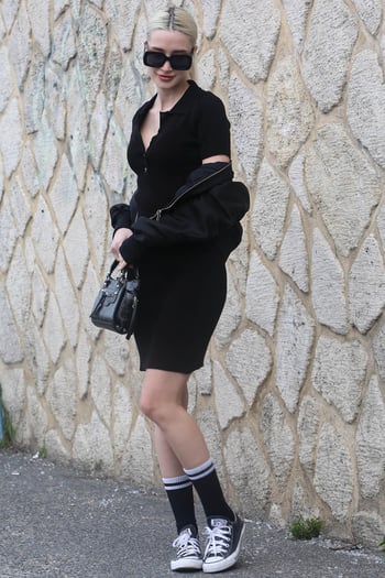 Siyah Polo Yaka Mini Kadın Elbise MG1736