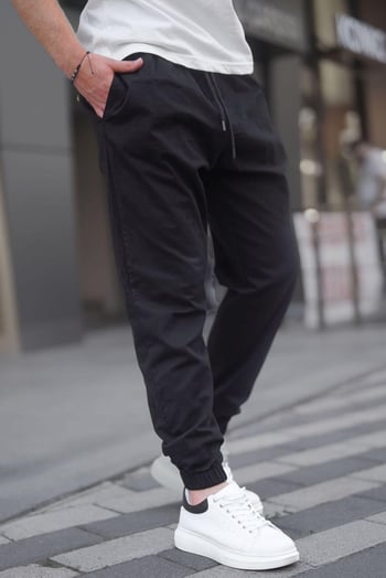Siyah Relaxed Jogger Pantolon 6853