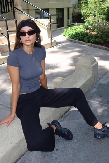 Siyah Wide Leg Basic Eşofman Altı MG1916