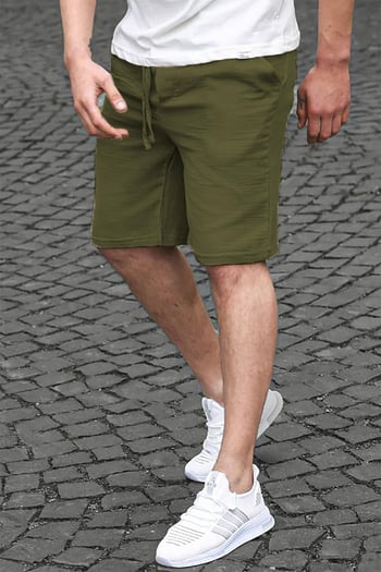 Haki Basic Keten Erkek Şort 6506